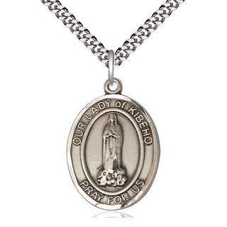 Pewter Our Lady of Kibeho Medal Catholic Jewelry Engraved Catholic Saint Jewelry