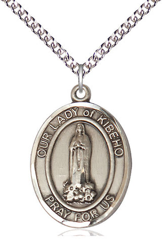 Sterling Silver Our Lady of Kibeho Medal Catholic Jewelry Engraved Catholic Saint Jewelry