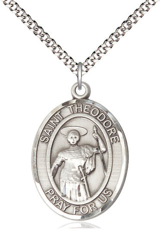 Pewter Saint Theodore Stratelates Medal Catholic Jewelry Engraved Catholic Saint Jewelry