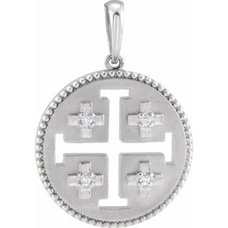 14K White .025 CTW Natural Diamond Jerusalem Cross Pendant