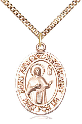 14kt Gold Saint Anthony Mary Claret Medal Engraved Catholic Saint Jewelry