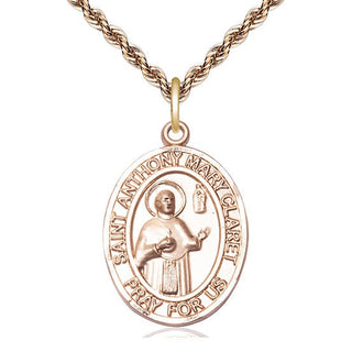14kt Gold Saint Anthony Mary Claret Medal Engraved Catholic Saint Jewelry