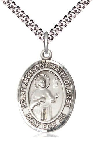 Pewter Saint Anthony Mary Claret Medal Catholic Jewelry Engraved Catholic Saint Jewelry
