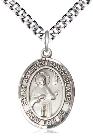 Pewter Saint Anthony Mary Claret Medal Catholic Jewelry Engraved Catholic Saint Jewelry