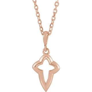 14K Rose Petite Open Cross 16-18" Necklace