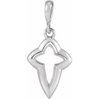 14K White Petite Open Cross Pendant