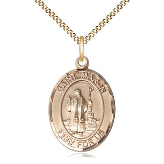 14kt Gold Filled Saint Maron Medal Catholic Jewelry Engraved Catholic Saint Jewelry