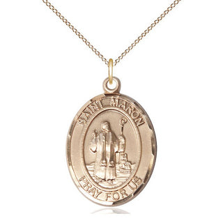 14kt Gold Filled Saint Maron Medal Catholic Jewelry Engraved Catholic Saint Jewelry