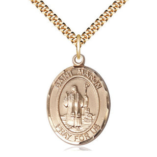 14kt Gold Filled Saint Maron Medal Catholic Jewelry Engraved Catholic Saint Jewelry