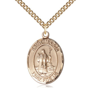 14kt Gold Filled Saint Maron Medal Catholic Jewelry Engraved Catholic Saint Jewelry