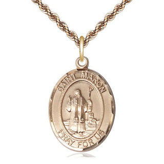 14kt Gold Filled Saint Maron Medal Catholic Jewelry Engraved Catholic Saint Jewelry