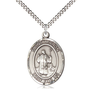Pewter Saint Maron Medal Catholic Jewelry Engraved Catholic Saint Jewelry