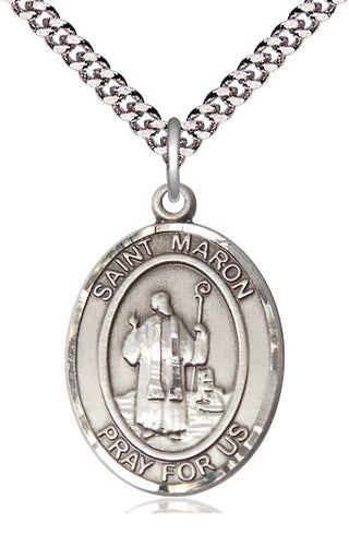 Sterling Silver Saint Maron Medal Catholic Jewelry Engraved Catholic Saint Jewelry