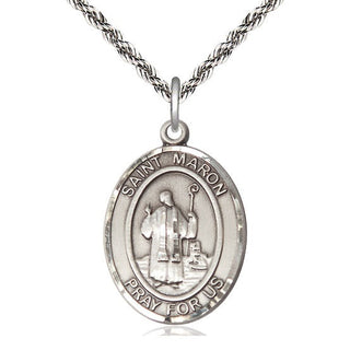 Sterling Silver Saint Maron Medal Catholic Jewelry Engraved Catholic Saint Jewelry