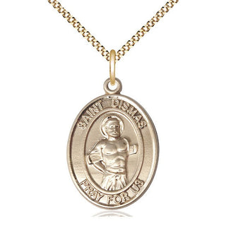 14kt Gold Filled Saint Dismas Medal Catholic Jewelry Engraved Catholic Saint Jewelry