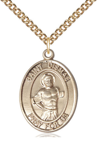 14kt Gold Saint Dismas Medal Engraved Catholic Saint Jewelry