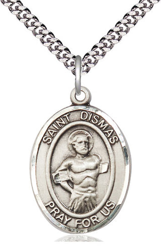 Pewter Saint Dismas Medal Catholic Jewelry Engraved Catholic Saint Jewelry
