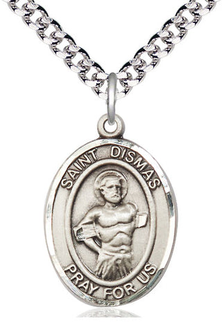 Sterling Silver Saint Dismas Medal Catholic Jewelry Engraved Catholic Saint Jewelry