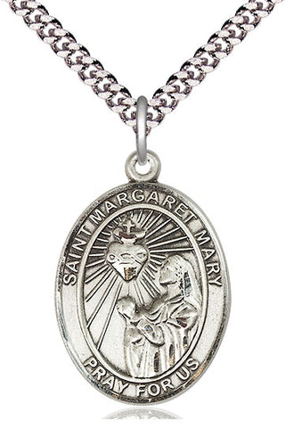 Pewter Saint Margaret Mary Alacoque Medal Catholic Jewelry Engraved Catholic Saint Jewelry