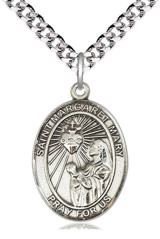 Pewter Saint Margaret Mary Alacoque Medal Catholic Jewelry Engraved Catholic Saint Jewelry