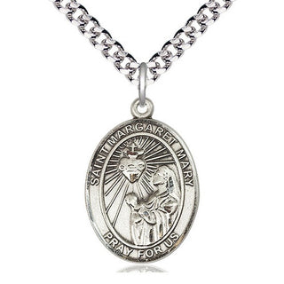 Sterling Silver Saint Margaret Mary Alacoque Medal Catholic Jewelry Engraved Catholic Saint Jewelry