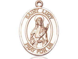 14kt Gold Filled Saint Lucy Medal Engraved Catholic Saint Jewelry