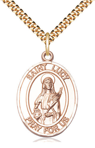 14kt Gold Filled Saint Lucy Medal Catholic Jewelry Engraved Catholic Saint Jewelry