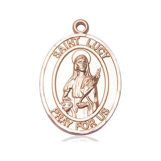 14kt Gold Saint Lucy Medal Engraved Catholic Saint Jewelry