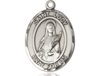 Pewter Saint Lucy Medal Engraved Catholic Saint Jewelry