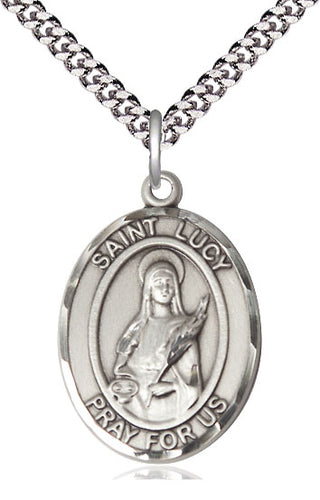Pewter Saint Lucy Medal Catholic Jewelry Engraved Catholic Saint Jewelry