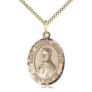 14kt Gold Filled Saint Andre Bessette Medal Catholic Jewelry Engraved Catholic Saint Jewelry