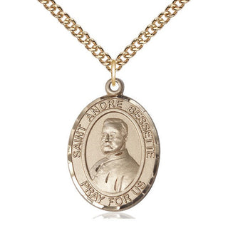 14kt Gold Filled Saint Andre Bessette Medal Catholic Jewelry Engraved Catholic Saint Jewelry