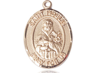 14kt Gold Saint Fidelis Medal Engraved Catholic Saint Jewelry
