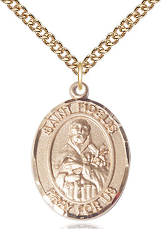 14kt Gold Saint Fidelis Medal Engraved Catholic Saint Jewelry