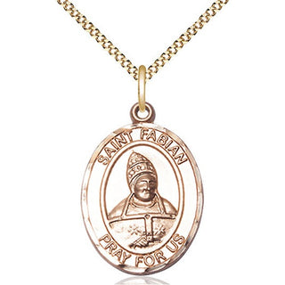 14kt Gold Filled Saint Fabian Medal Catholic Jewelry Engraved Catholic Saint Jewelry