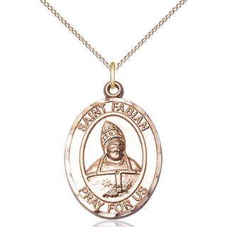 14kt Gold Filled Saint Fabian Medal Catholic Jewelry Engraved Catholic Saint Jewelry