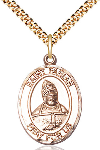 14kt Gold Filled Saint Fabian Medal Catholic Jewelry Engraved Catholic Saint Jewelry