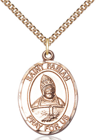 14kt Gold Filled Saint Fabian Medal Catholic Jewelry Engraved Catholic Saint Jewelry