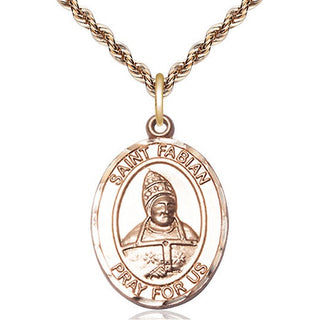 14kt Gold Filled Saint Fabian Medal Catholic Jewelry Engraved Catholic Saint Jewelry