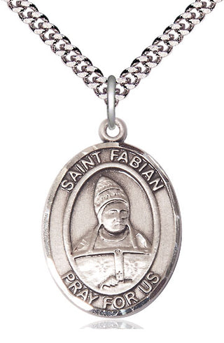 Pewter Saint Fabian Medal Catholic Jewelry Engraved Catholic Saint Jewelry
