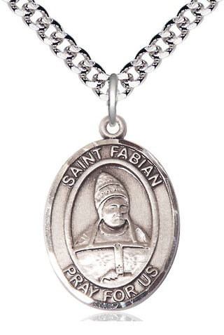 Pewter Saint Fabian Medal Catholic Jewelry Engraved Catholic Saint Jewelry