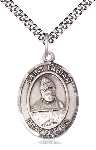 Pewter Saint Fabian Medal Catholic Jewelry Engraved Catholic Saint Jewelry