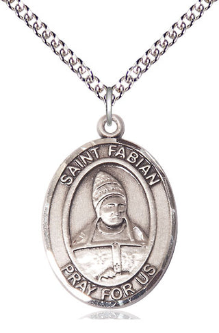 Sterling Silver Saint Fabian Medal Catholic Jewelry Engraved Catholic Saint Jewelry