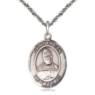 Sterling Silver Saint Fabian Medal Catholic Jewelry Engraved Catholic Saint Jewelry