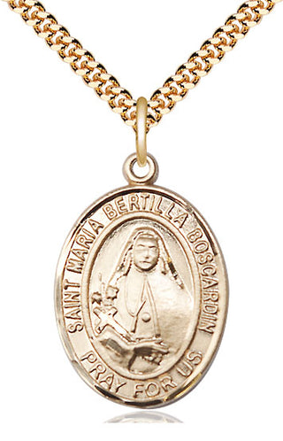 14kt Gold Filled Saint Maria Bertilla Boscardin Medal Catholic Jewelry Engraved Catholic Saint Jewelry