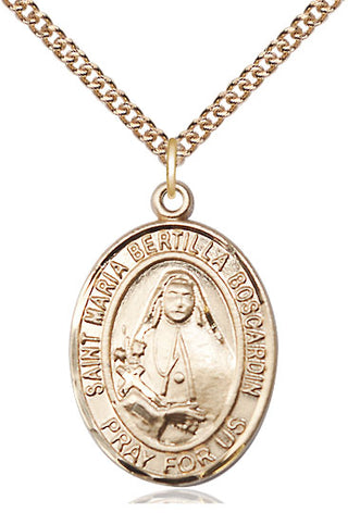 14kt Gold Saint Maria Bertilla Boscardin Medal Engraved Catholic Saint Jewelry