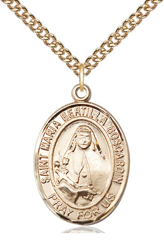 14kt Gold Saint Maria Bertilla Boscardin Medal Engraved Catholic Saint Jewelry