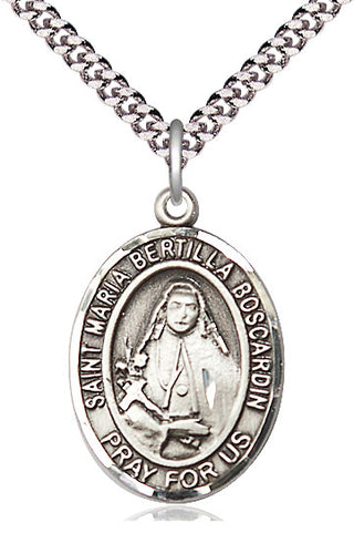 Sterling Silver Saint Maria Bertilla Boscardin Medal Catholic Jewelry Engraved Catholic Saint Jewelry