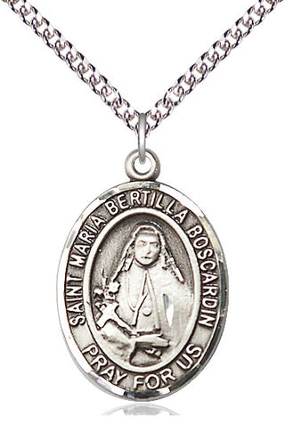 Sterling Silver Saint Maria Bertilla Boscardin Medal Catholic Jewelry Engraved Catholic Saint Jewelry