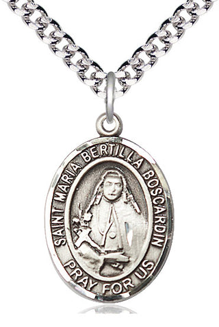 Sterling Silver Saint Maria Bertilla Boscardin Medal Catholic Jewelry Engraved Catholic Saint Jewelry